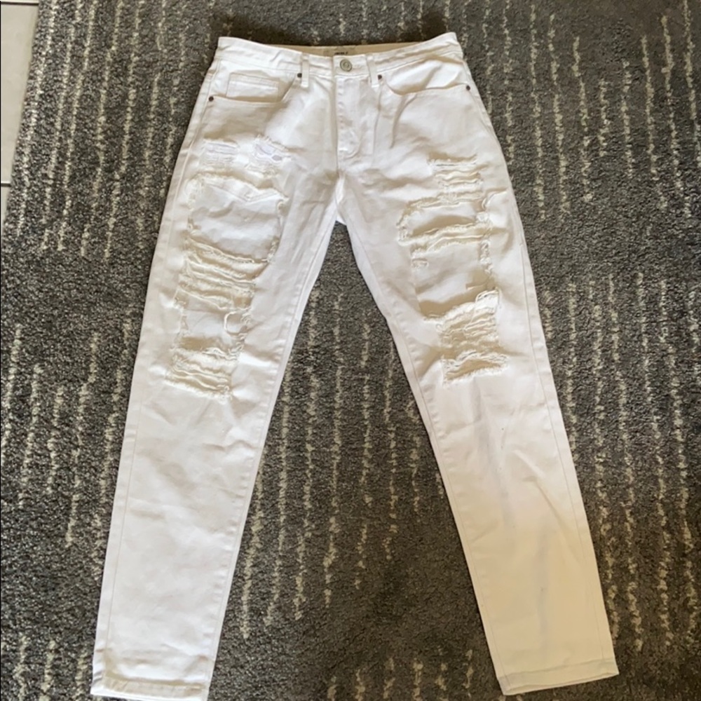 White ripped jeans